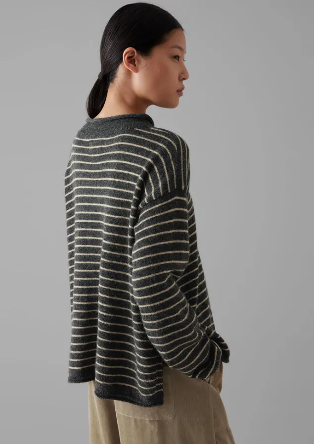 stripe_alpaca_wool_sweater_2-1.webp Loungewear | Tops & Tees-TOAST Stripe Alpaca Wool Sweater Charcoal/Oatmeal