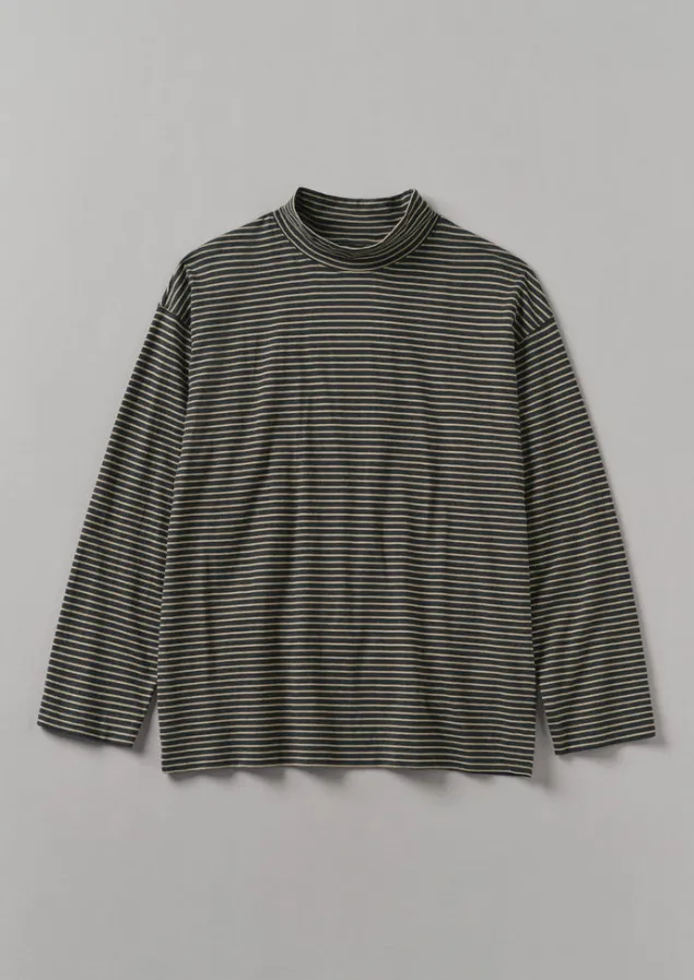 Tops & Tees-TOAST Stripe Cotton Jersey Long Sleeve Tee Grey/Sand