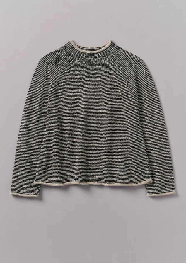 Linen | Jersey-TOAST Stripe Linen Cotton Sweater Navy/Putty