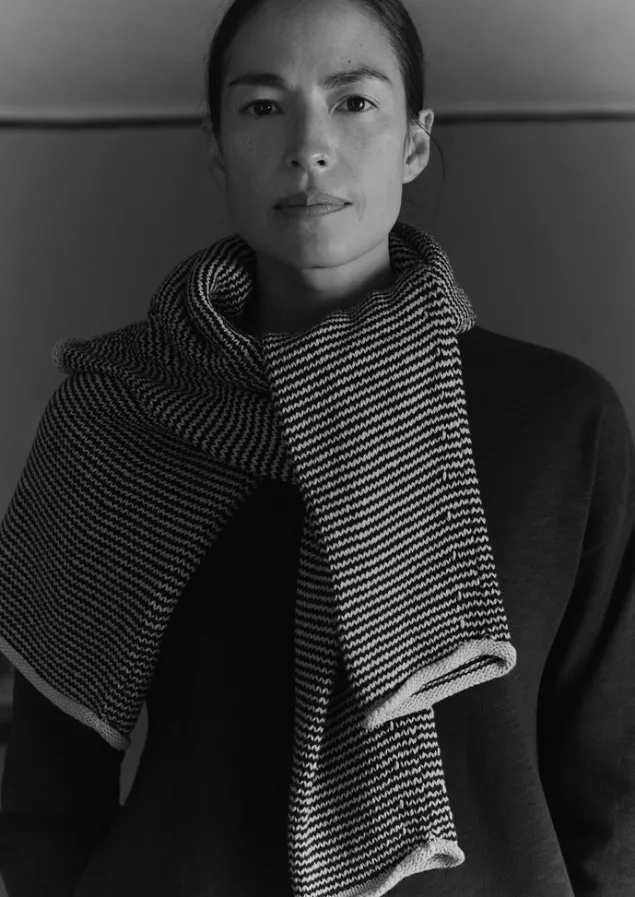 Linen | Jersey-TOAST Stripe Linen Cotton Sweater Navy/Putty