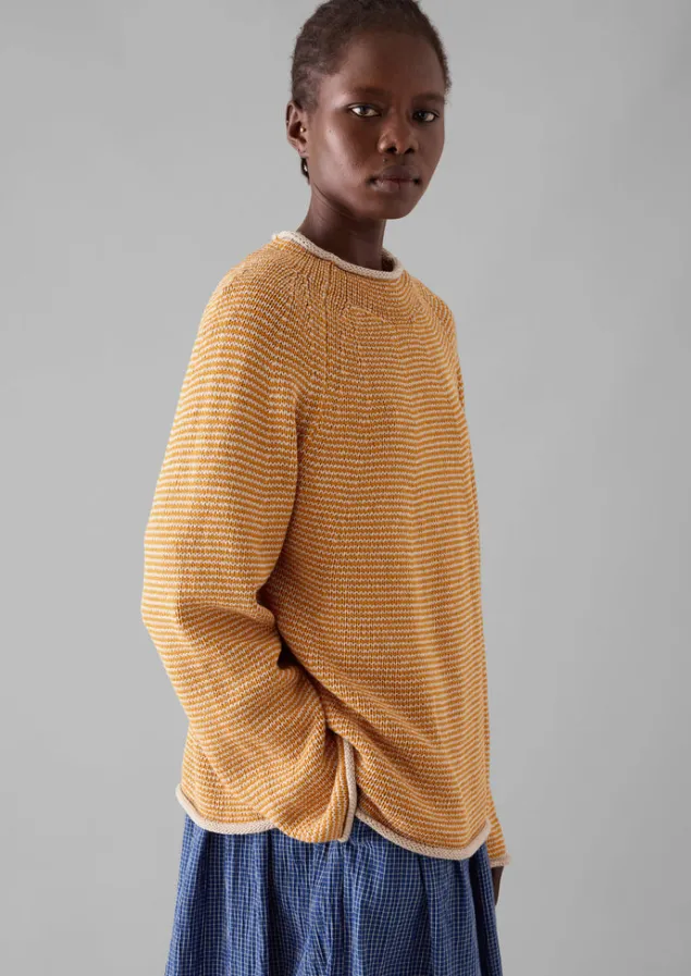 stripe_linen_cotton_sweater_2.webp Linen | Jersey-TOAST Stripe Linen Cotton Sweater Spice/Putty