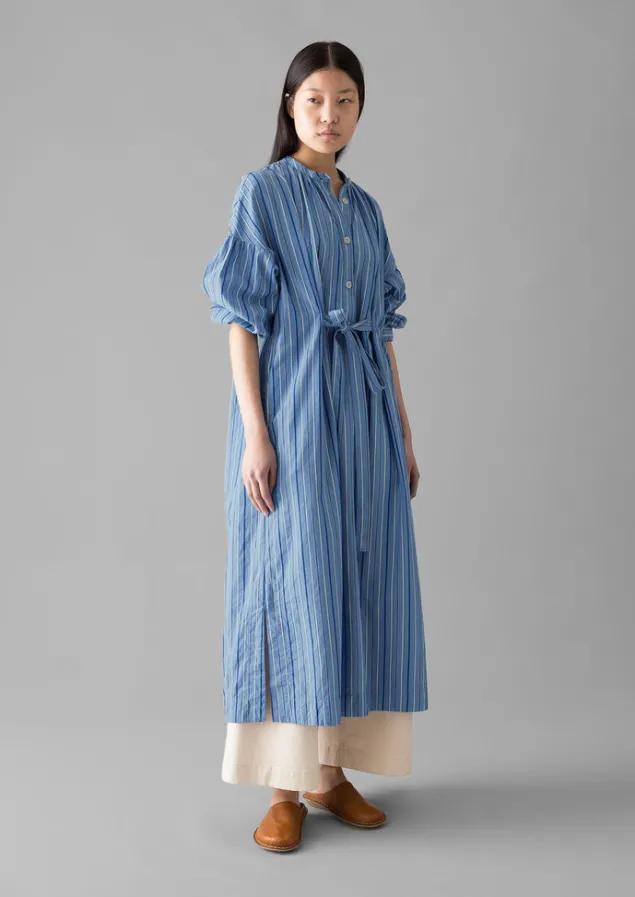 stripe_poplin_gathered_dress_3.webp Dresses-TOAST Stripe Poplin Gathered Dress SodaliteBlue