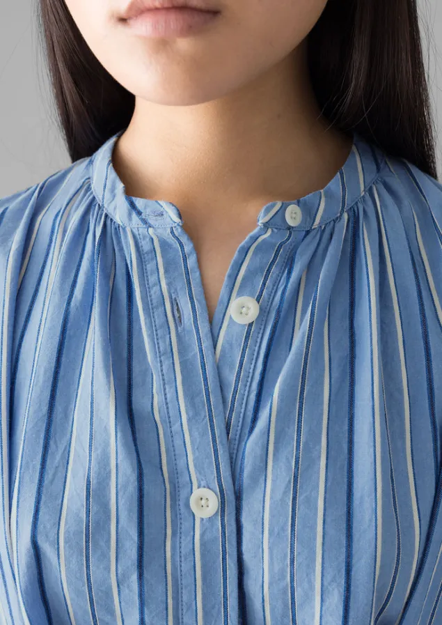 stripe_poplin_gathered_dress_4.webp Dresses-TOAST Stripe Poplin Gathered Dress SodaliteBlue
