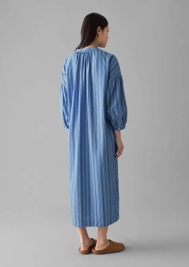stripe_poplin_gathered_dress_5.webp Dresses-TOAST Stripe Poplin Gathered Dress SodaliteBlue
