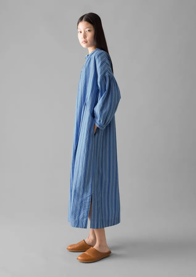 stripe_poplin_gathered_dress_6.webp Dresses-TOAST Stripe Poplin Gathered Dress SodaliteBlue