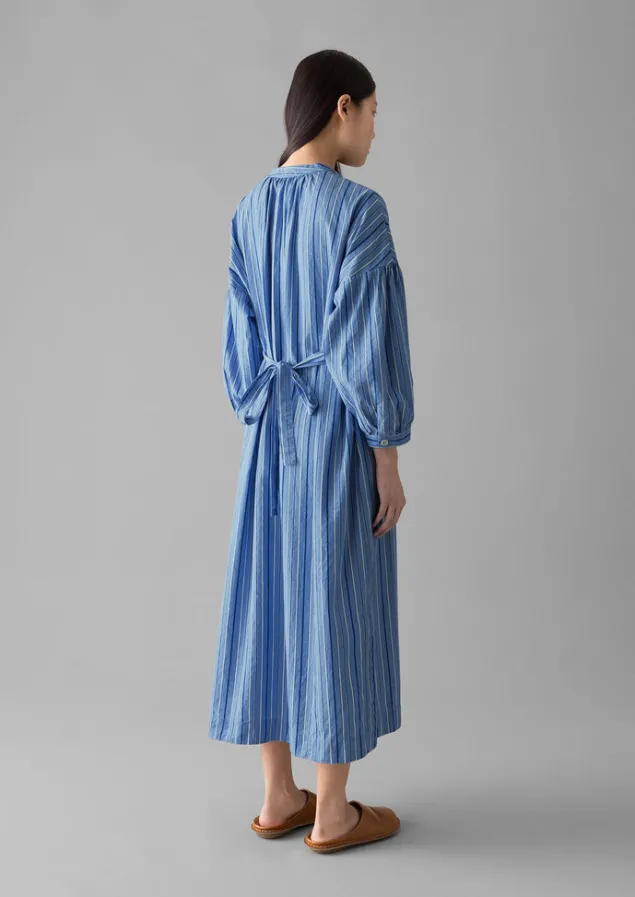 stripe_poplin_gathered_dress_7.webp Dresses-TOAST Stripe Poplin Gathered Dress SodaliteBlue