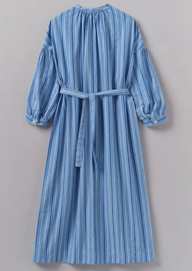 stripe_poplin_gathered_dress_8.webp Dresses-TOAST Stripe Poplin Gathered Dress SodaliteBlue