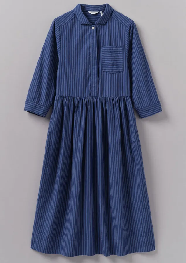 Dresses-TOAST Stripe Poplin Shirt Dress BlueTourmaline