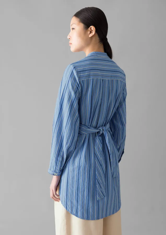 stripe_poplin_wrap_front_shirt_3.webp Tops & Tees-TOAST Stripe Poplin Wrap Front Shirt SodaliteBlue