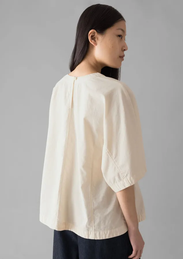 textured_cotton_poplin_vneck_top_3.webp Tops & Tees-TOAST Textured Cotton Poplin V-Neck Top Ecru