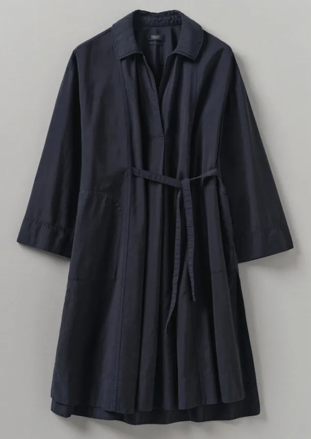 Shirts | Tops & Tees-TOAST Textured Cotton Poplin Wrap Shirt Ink