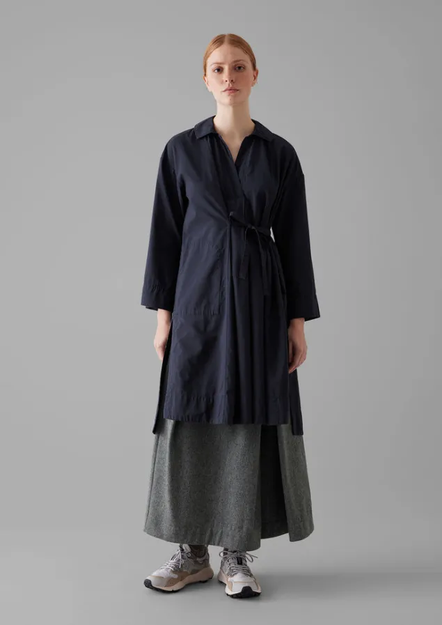 Shirts | Tops & Tees-TOAST Textured Cotton Poplin Wrap Shirt Ink