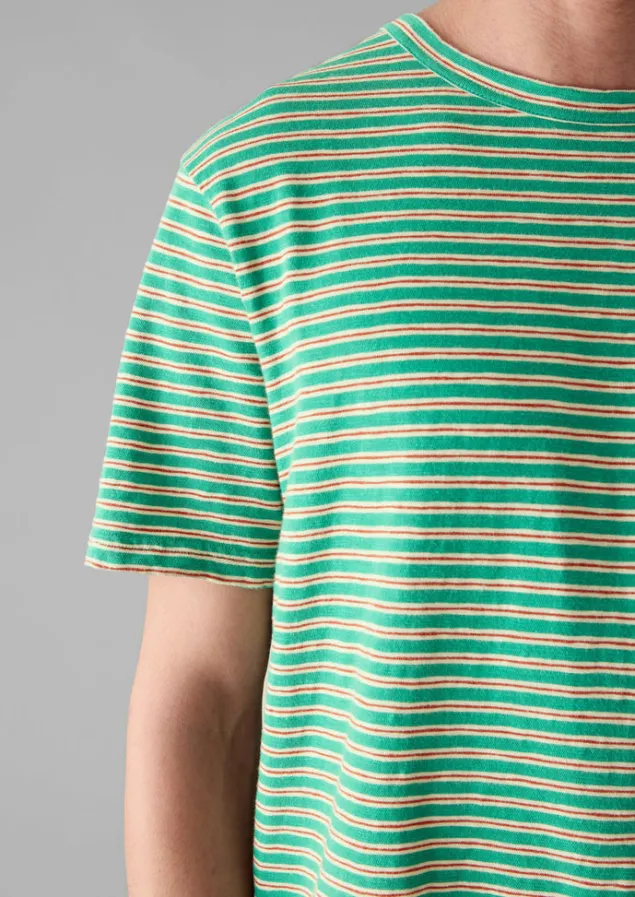 theo_organic_cotton_stripe_short_sleeve_tee_2.webp Tops & Tees-TOAST Theo Organic Cotton Stripe Short Sleeve Tee Green/Red
