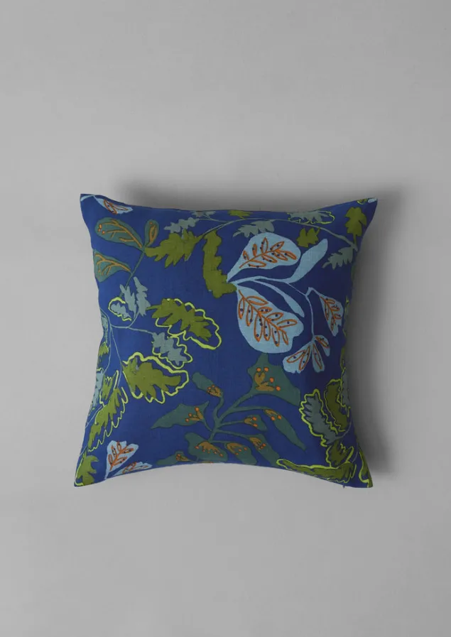 Textiles | Cushions & Covers-TOAST Trailing Foliage Linen Cushion Cover BlueObsidian/OasisGreen