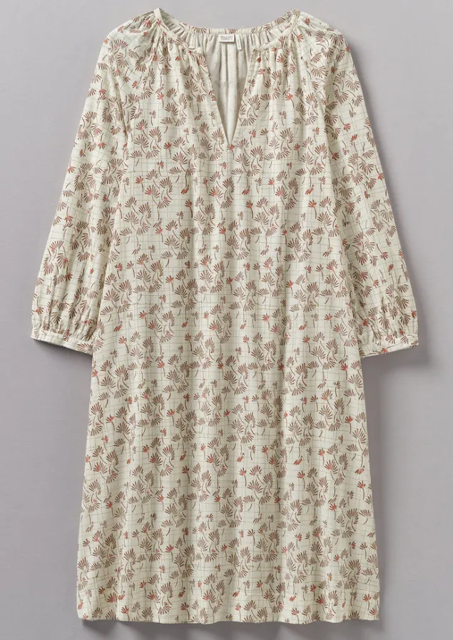 Nightwear | Loungewear-TOAST Trellis Floral Block Print Nightdress Ecru/Coral