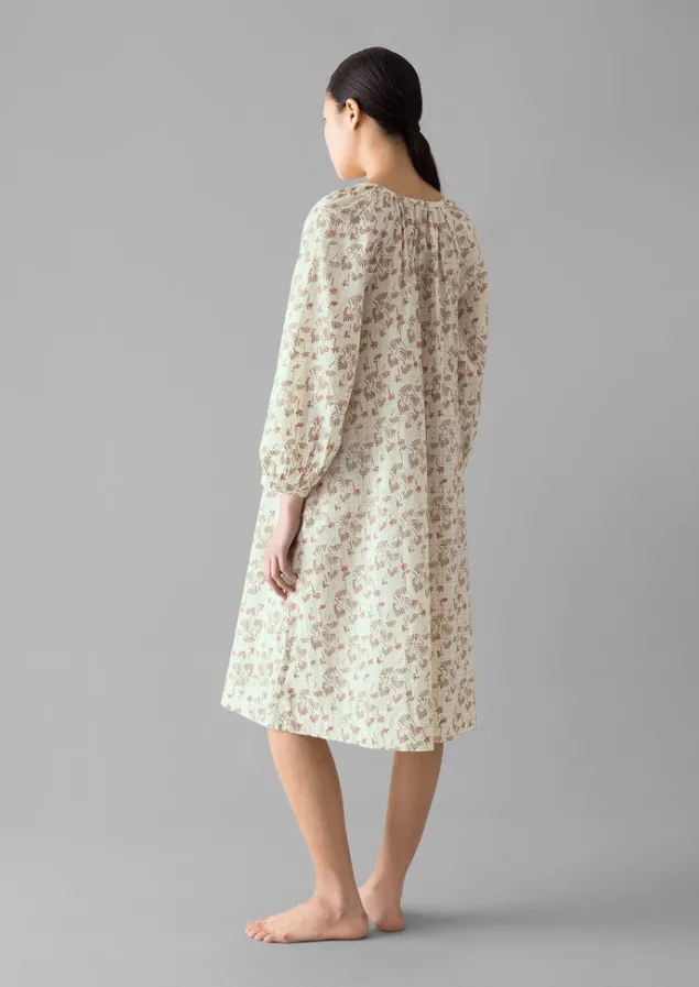 trellis_floral_block_print_nightdress_6.webp Nightwear | Loungewear-TOAST Trellis Floral Block Print Nightdress Ecru/Coral
