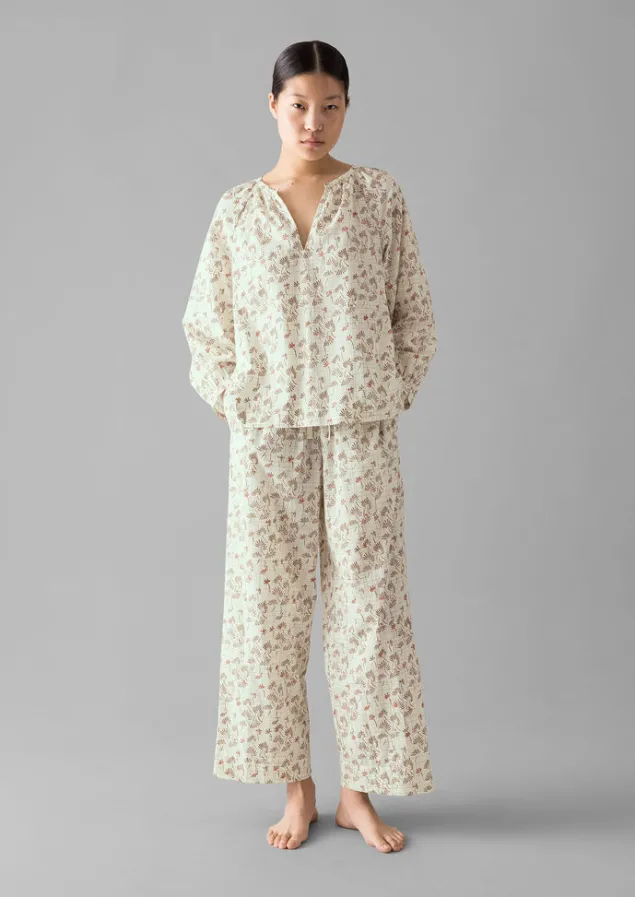 Nightwear-TOAST Trellis Floral Block Print Pyjamas Ecru