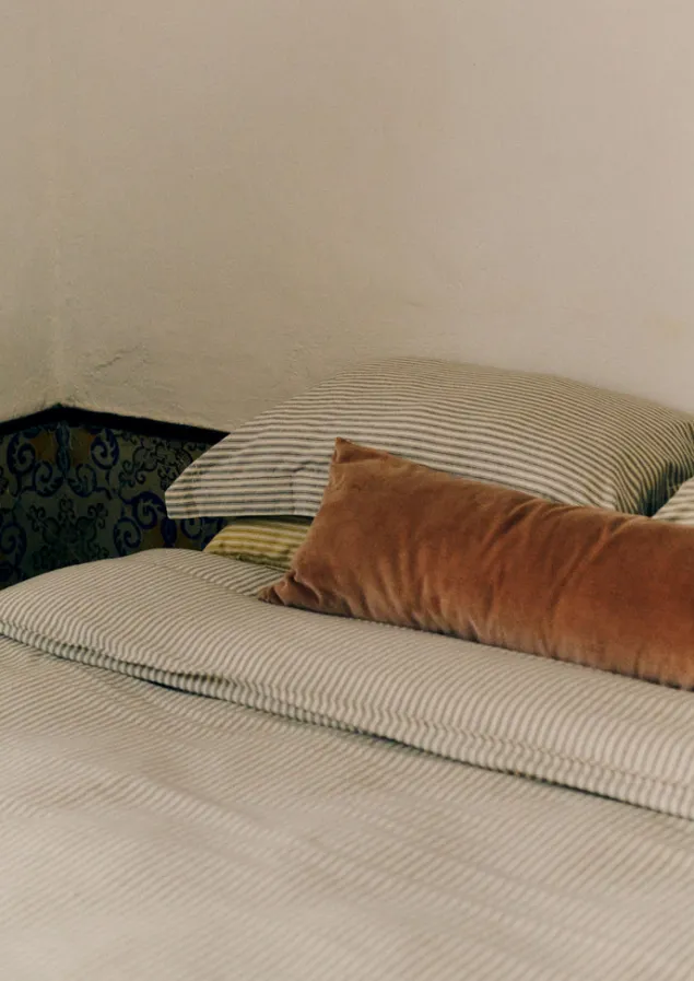 Textiles | Cushions & Covers-TOAST Velvet Bolster Cushion Hellebore/Natural