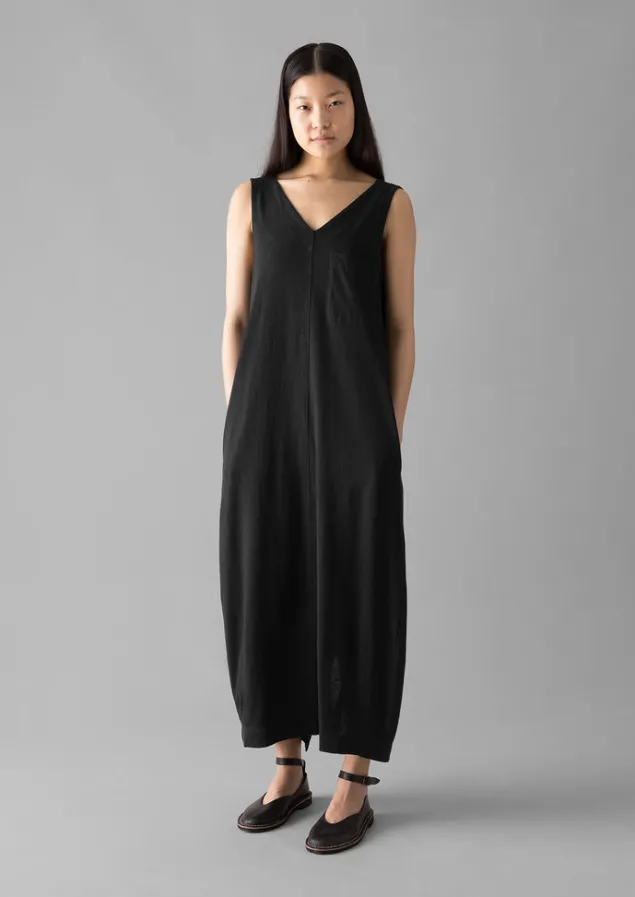 vneck_cotton_jersey_dress_3.webp Loungewear | Dresses-TOAST V-Neck Cotton Jersey Dress WashedBlack