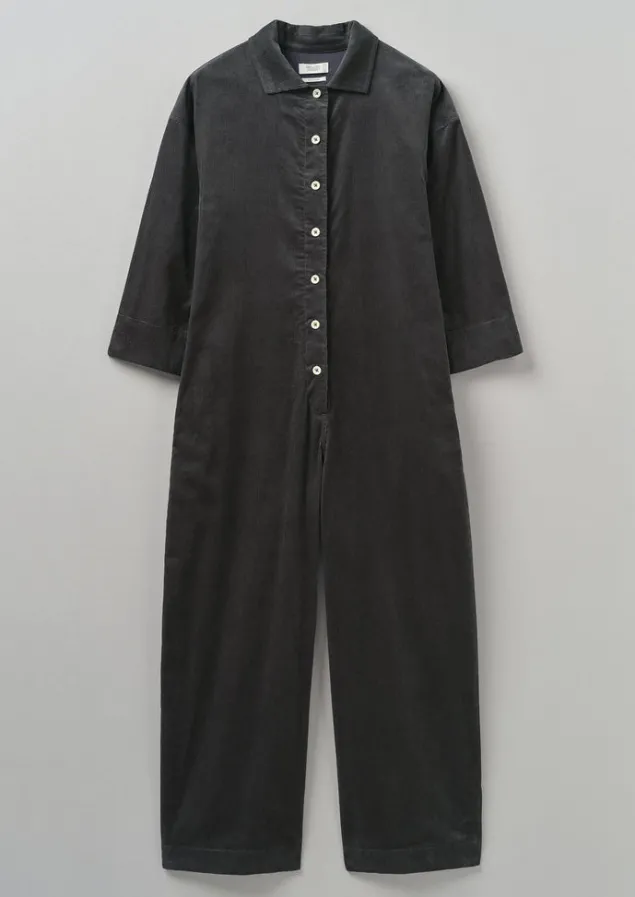 Loungewear | Jumpsuits-TOAST Wide Leg Organic Cord Jumpsuit Charcoal
