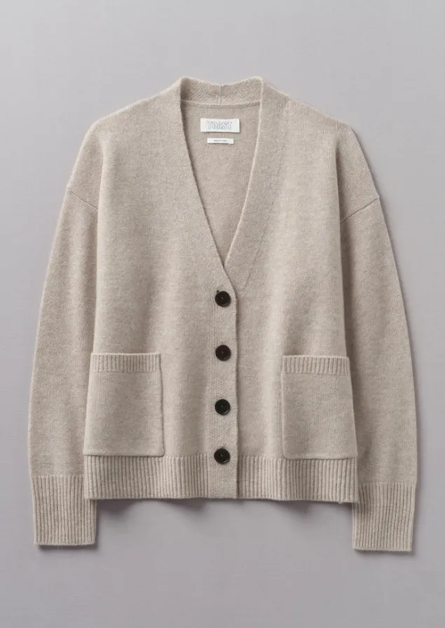 Cashmere | Knitwear-TOAST Wool Cashmere Boxy Cardigan Putty
