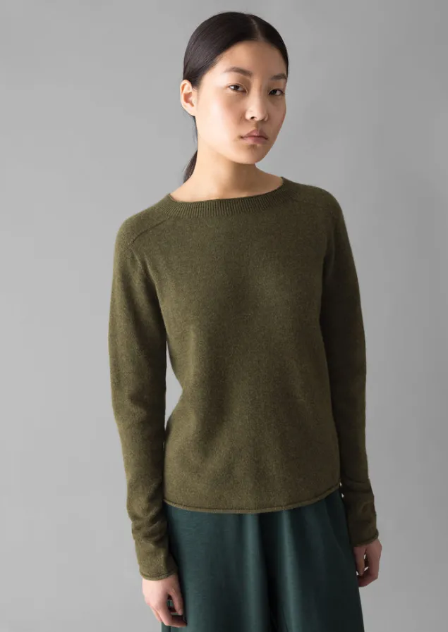 Knitwear-TOAST Wool Cashmere Neat Sweater Olive