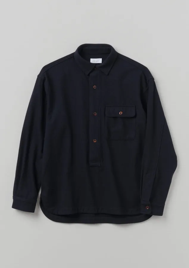 Shirts-TOAST Wool Cashmere Overshirt Navy