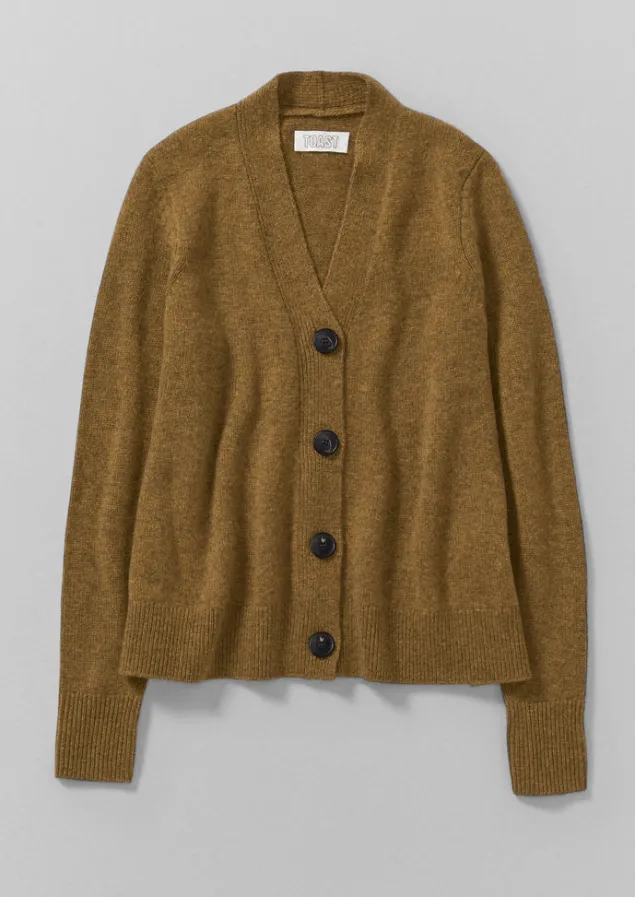 Cashmere | Knitwear-TOAST Wool Cashmere Swingy Cardigan Mustard