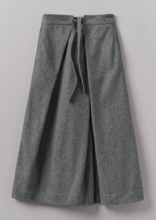 wool_flannel_tie_front_culottes_6.webp Skirts | Trousers-TOAST Wool Flannel Tie Front Culottes GreyMelange