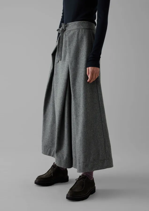 wool_flannel_tie_front_culottes_9.webp Skirts | Trousers-TOAST Wool Flannel Tie Front Culottes GreyMelange