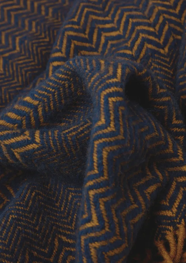 zig_zag_wool_blanket_9.webp Textiles | Blankets & Throws-TOAST Zig Zag Wool Blanket Navy/Caramel